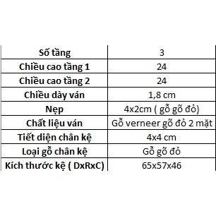 Kệ amply, audio, tivi 3 tầng gõ đỏ