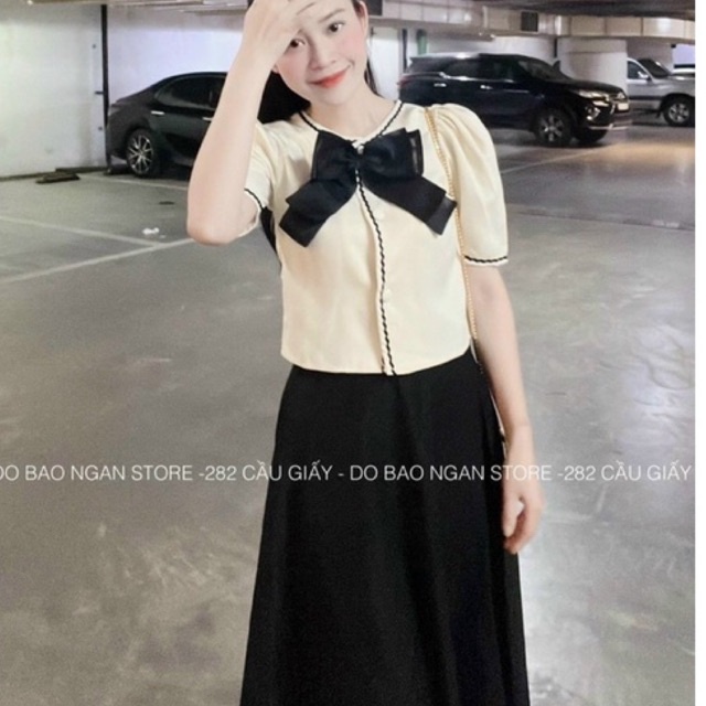 Áo Nữ Tay Bồng Nơ tiểu thư siêu xinh m129