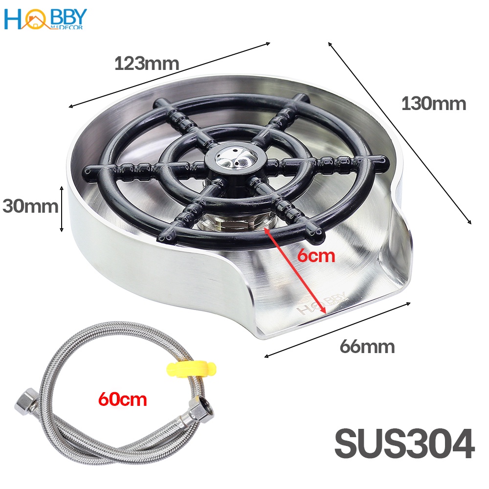 Vòi phun rửa ly gắn chậu rửa chén áp suất mạnh HOBBY Home Decor VRLT - Inox 304 không rỉ - kèm dây cấp 60cm