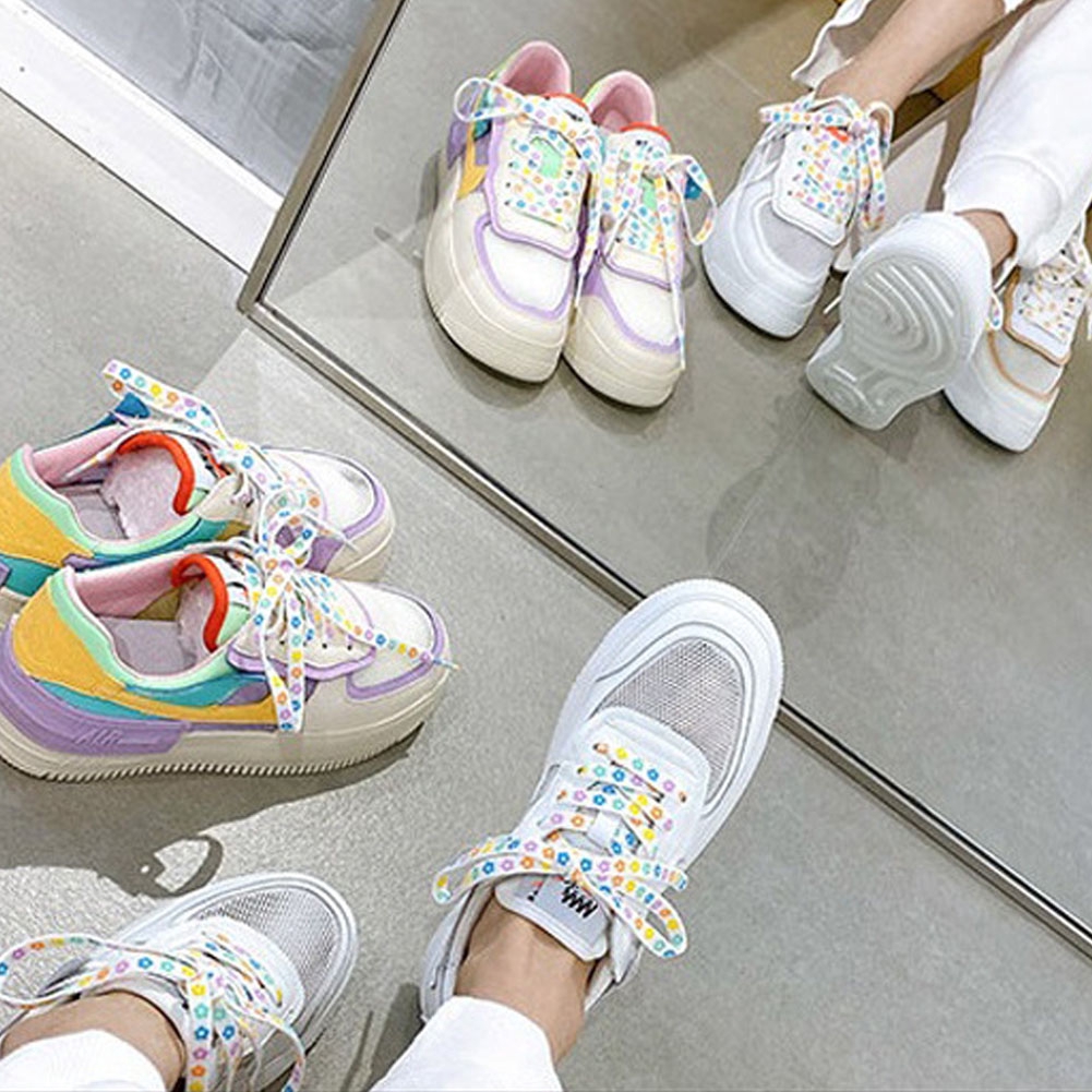 Một Cặp Dây Buộc Giày In Hoa Nhiều Màu Sắc Dễ Thương Dành Cho Bé Gái