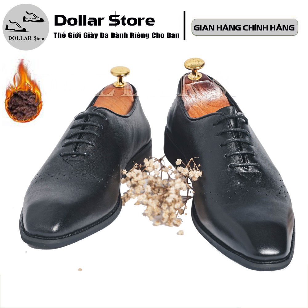 Giày da nam buộc dây cao cấp - Giày nam da bò cam kết da thật 100% - Phát hiện da giả đền tiền gấp 10