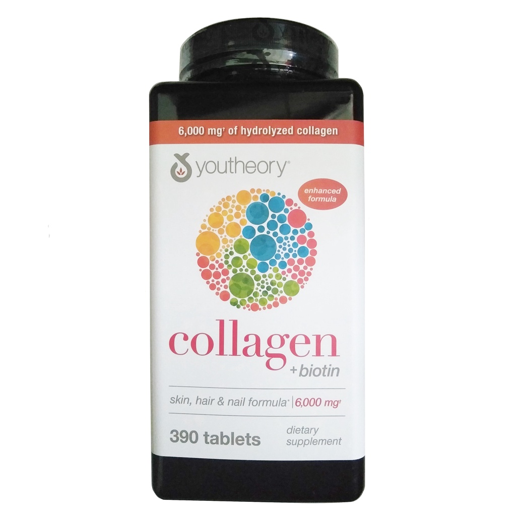 Collagen Viên Uống Youtheory Collagen + Biotin 6000mg 390 Viên Của Mỹ