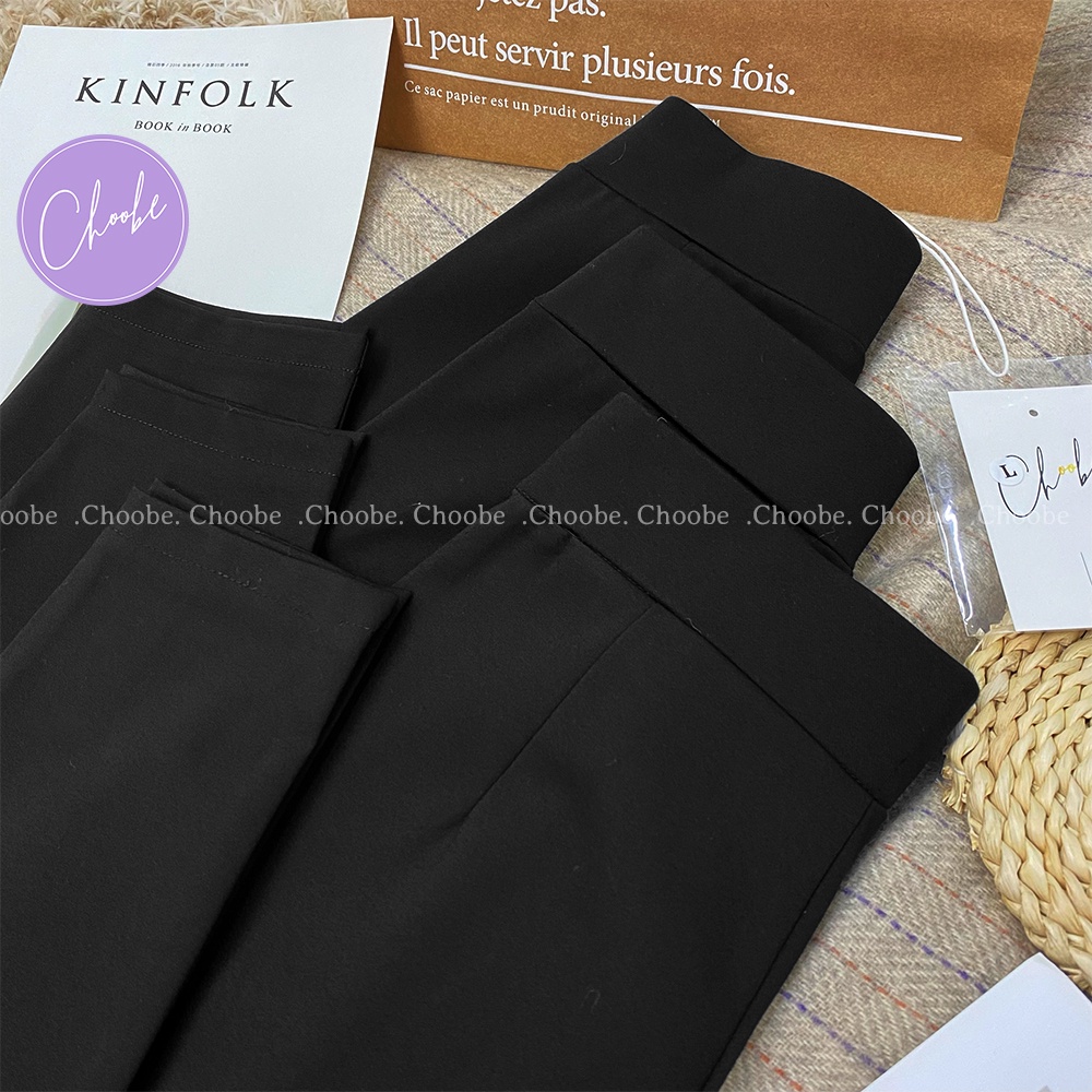 Quần baggy nữ Choobe lưng cao cạp chun vải Umi co giãn đồ công sở đẹp cao cấp màu đen đi học form chuẩn tôn dáng Q39
