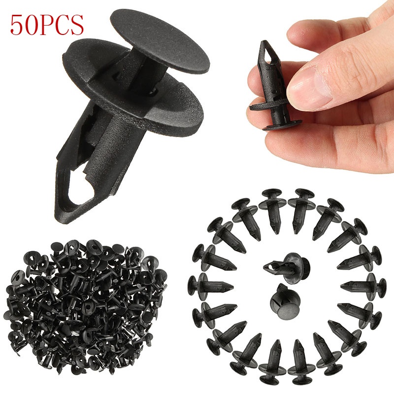 Set 50 đinh tán nhựa 8mm  màu đen cho xe hơi  ô tô - Chốt vít nở