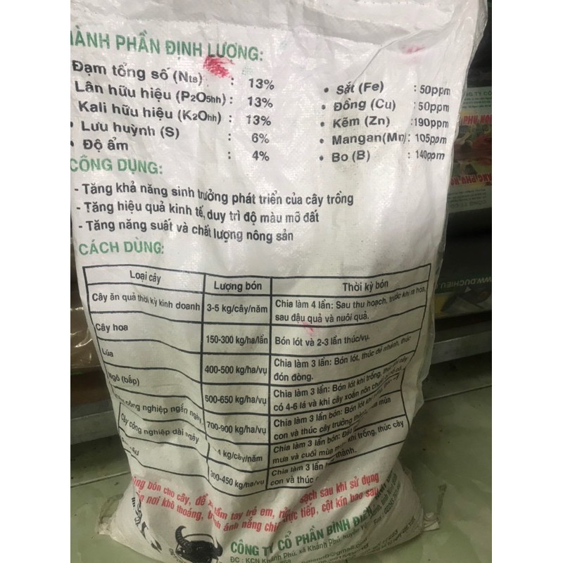 Phân NPK đầu trâu 13-13-13 + TE (1kg)