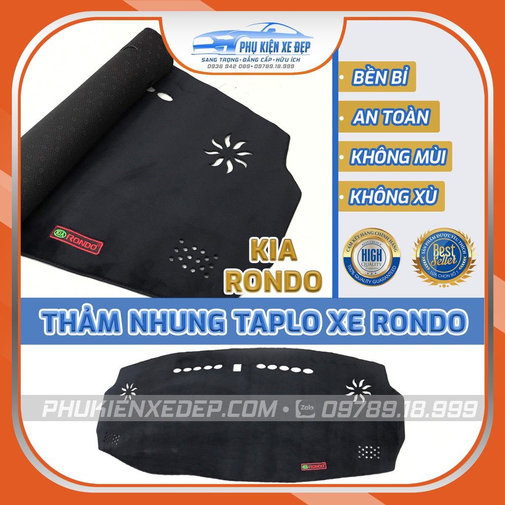 Thảm chống nóng taplo KIA RONDO chất liệu Nhung Lông cừu 3 lớp chống Trượt, đặt hàng ghi chú rõ Năm sản xuất của xe