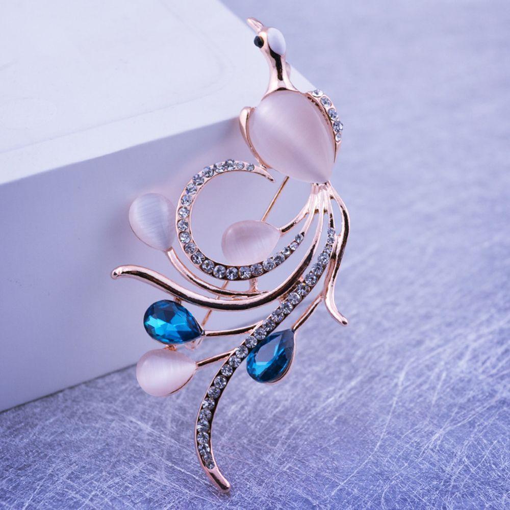 Trâm Cài Áo Hình Chim Phượng Hoàng Đính Đá Opal Thời Trang Cho Nữ