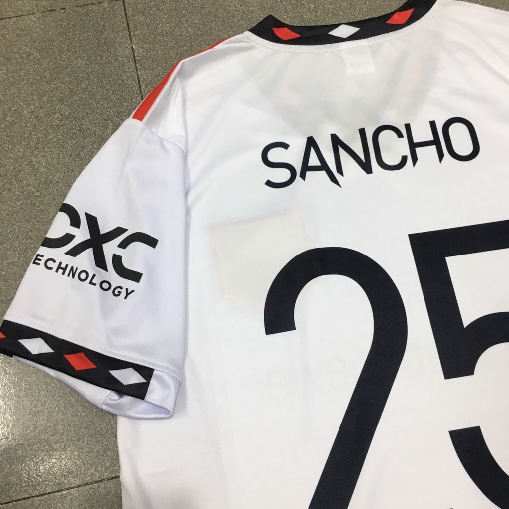 Bộ quần áo đá banh SANCHO MU trắng sân khách 2023 font MU