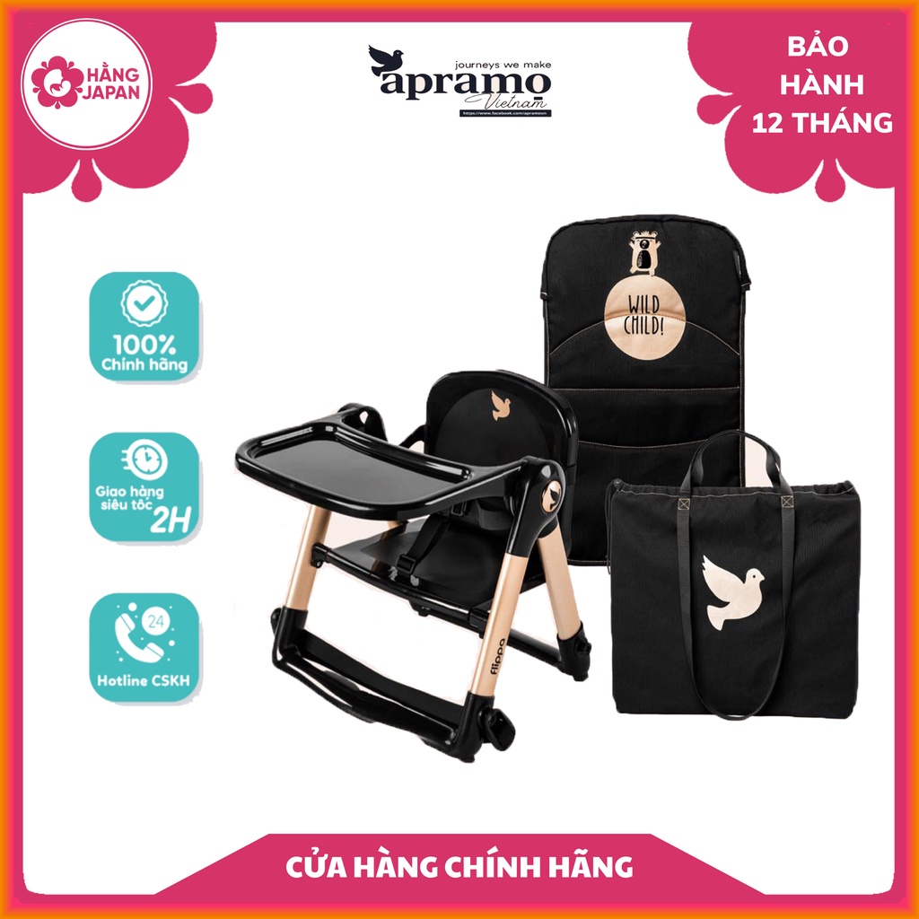 Ghế ăn dặm gấp gọn Apramo Flippa Classic 2022 cho bé từ 6 tháng đến 3 tuổi - Phiên bản quốc tế gồm vải lót, túi đựng