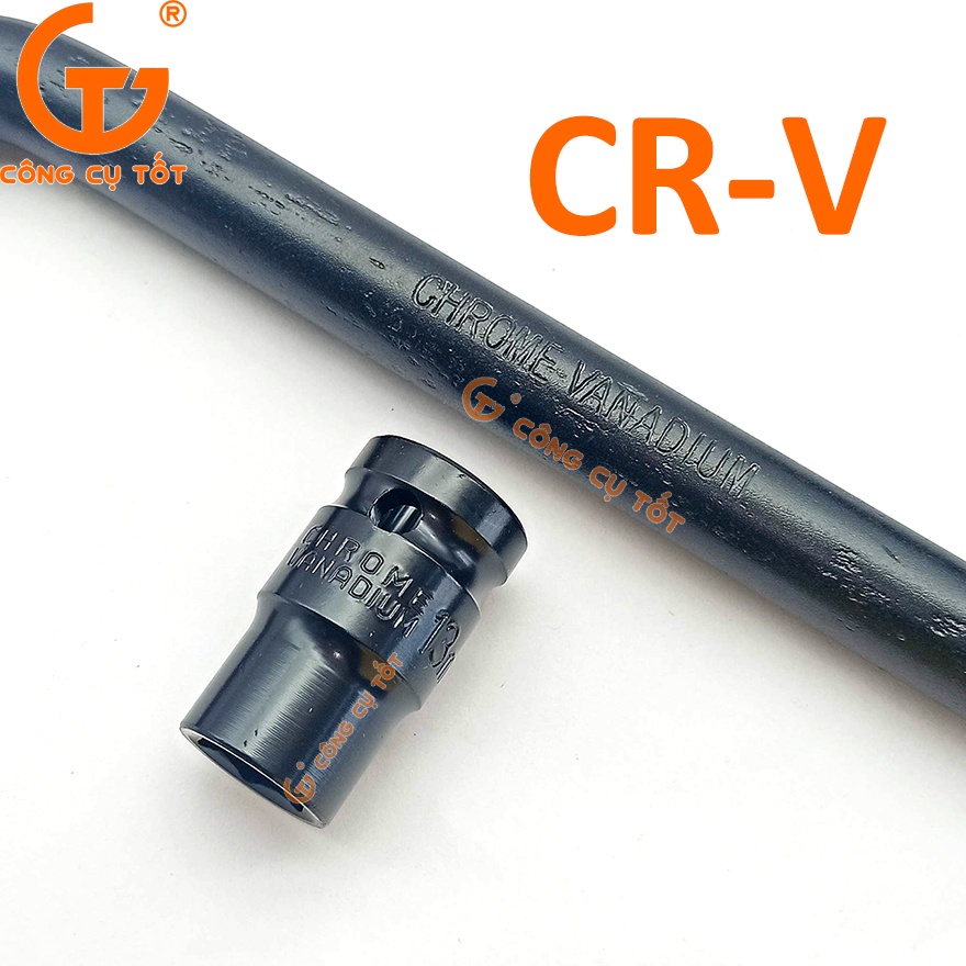 Bộ 9 khẩu vặn ốc 8-24mm 1/2inch cần cong si ĐEN hộp vàng