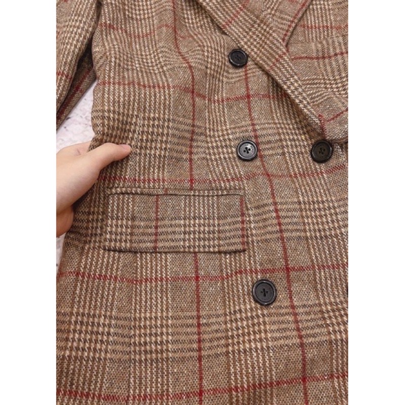 Áo Dạ Kẻ Nâu Tây, Áo Khoác Dạ Blazer Hàn Quốc (HÌNH THẬT) Hàng QC loại 1 | BigBuy360 - bigbuy360.vn
