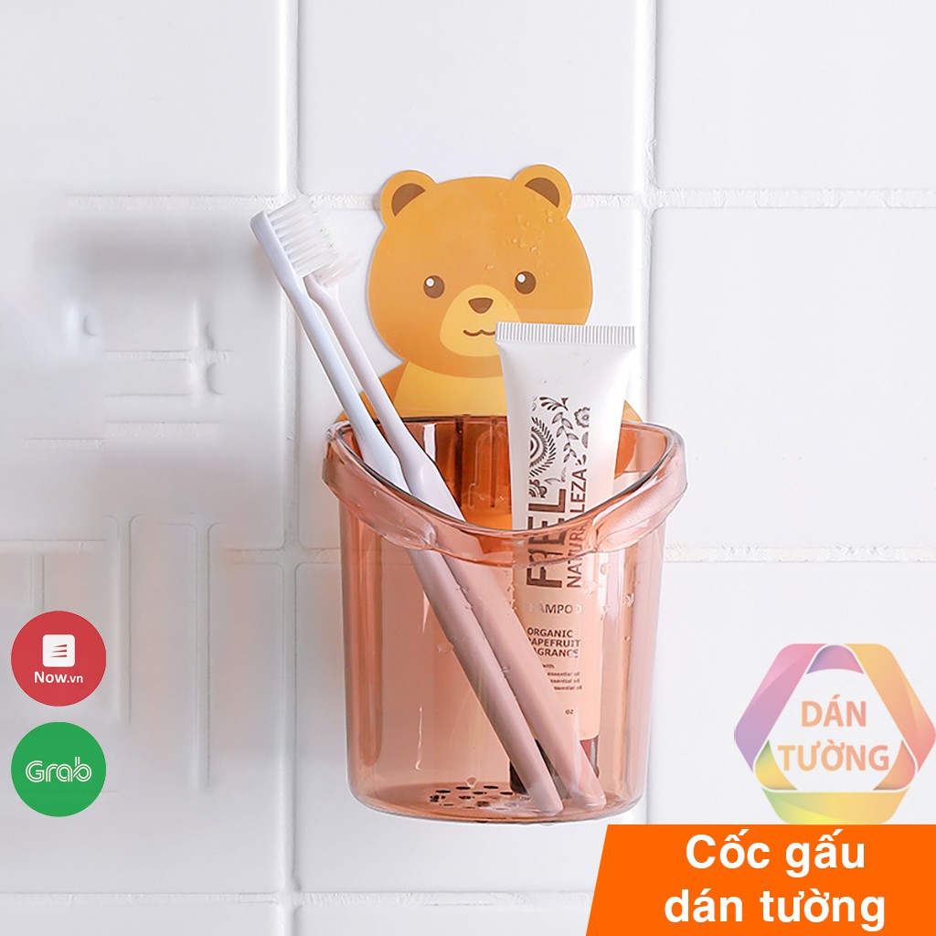 Cốc đựng bàn chải kem đánh răng dán tường nhà tắm MDT, giỏ đừng đồ đa năng hình GẤU CUTE _CGC