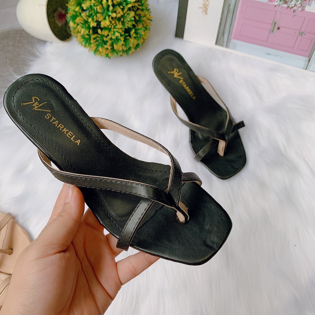 [SHOPEE TRỢ GIÁ] GUỐC QUAI MẢNH KẸP NGÓN GÓT NHỌN 7P DA LÌ ĐẸP RẺ