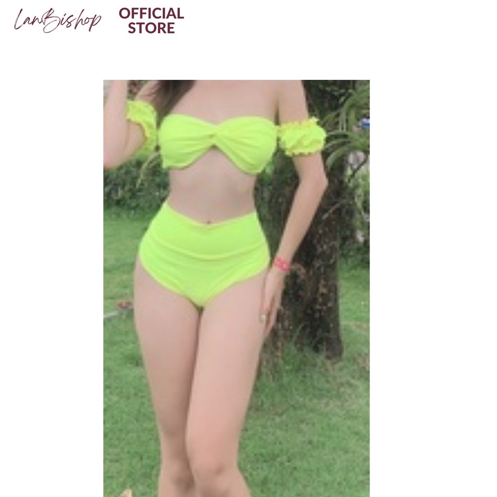 Bikini, Đồ Bơi Đi Biển Hai Mảnh Áo Cúp Ngực Rớt Vai Quần Cạp Cao Sexy Rẻ Đẹp Hm-207