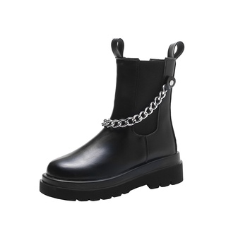 [Order] Bốt da Nữ cổ cao phối chun phối dây xích 2021