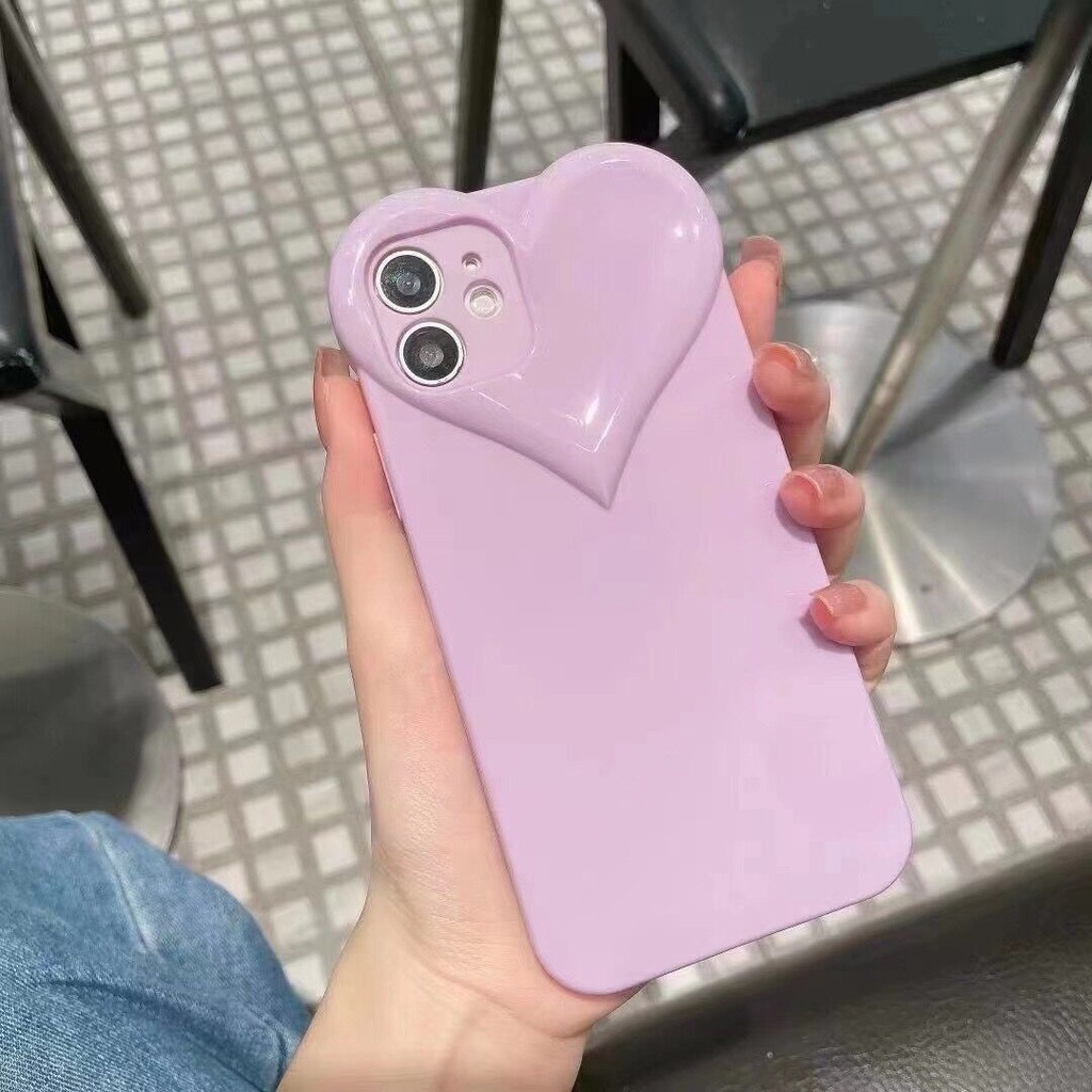 Ốp Điện Thoại Chống Sốc Bảo Vệ Toàn Diện Họa Tiết Trái Tim 3D Thời Trang Cho iPhone 13/12/11/XS/X/8/7