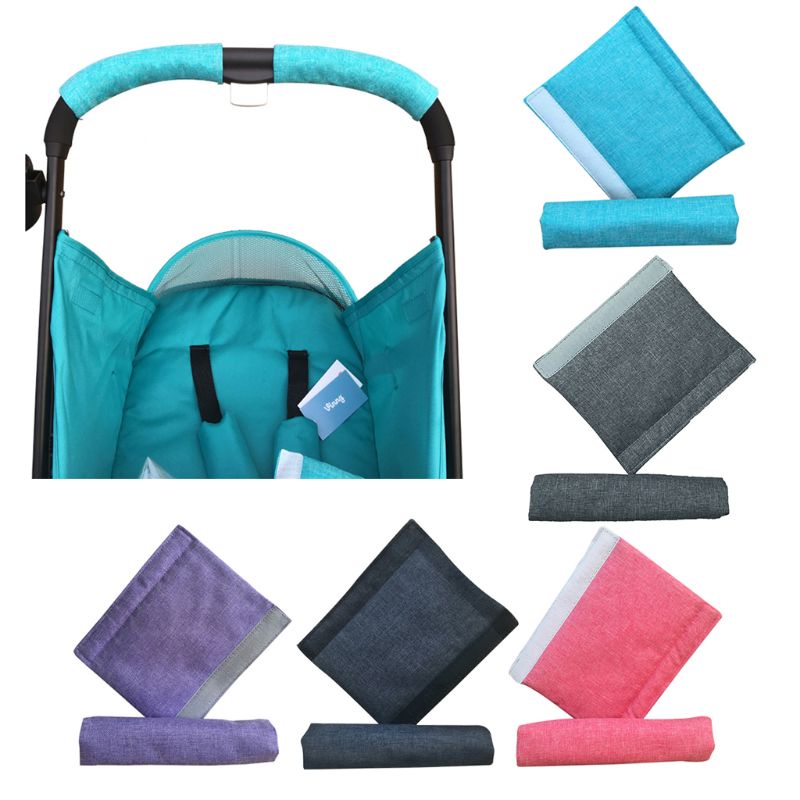 Bộ 2 Vỏ Bọc Tay Cầm Xe Đẩy Em Bé Chất Liệu Cotton Lanh Tiện Dụng