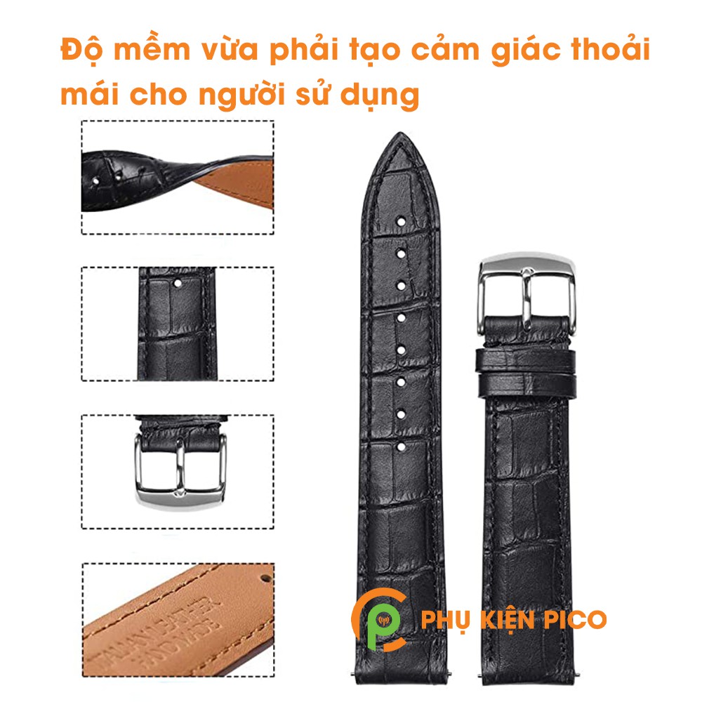 Dây da đồng hồ Huawei Watch GT 2 bản 22mm màu đen, màu nâu đậm