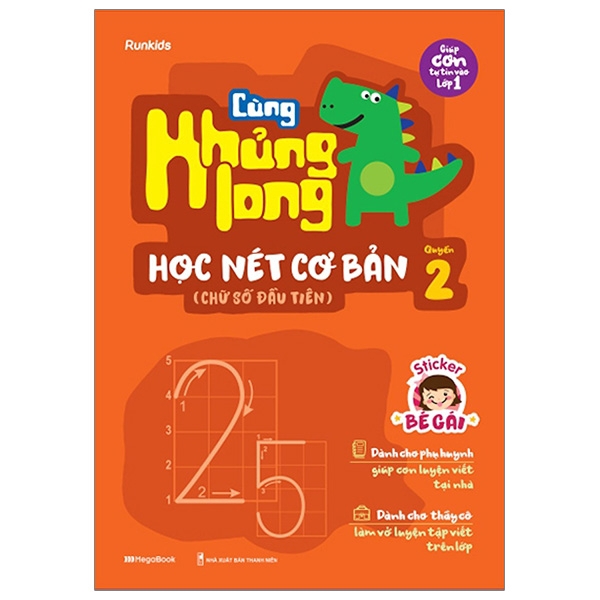 Sách - Cùng Khủng Long Học Nét Cơ Bản Quyển 2 (Chữ Số Đầu Tiên) Bé Gái