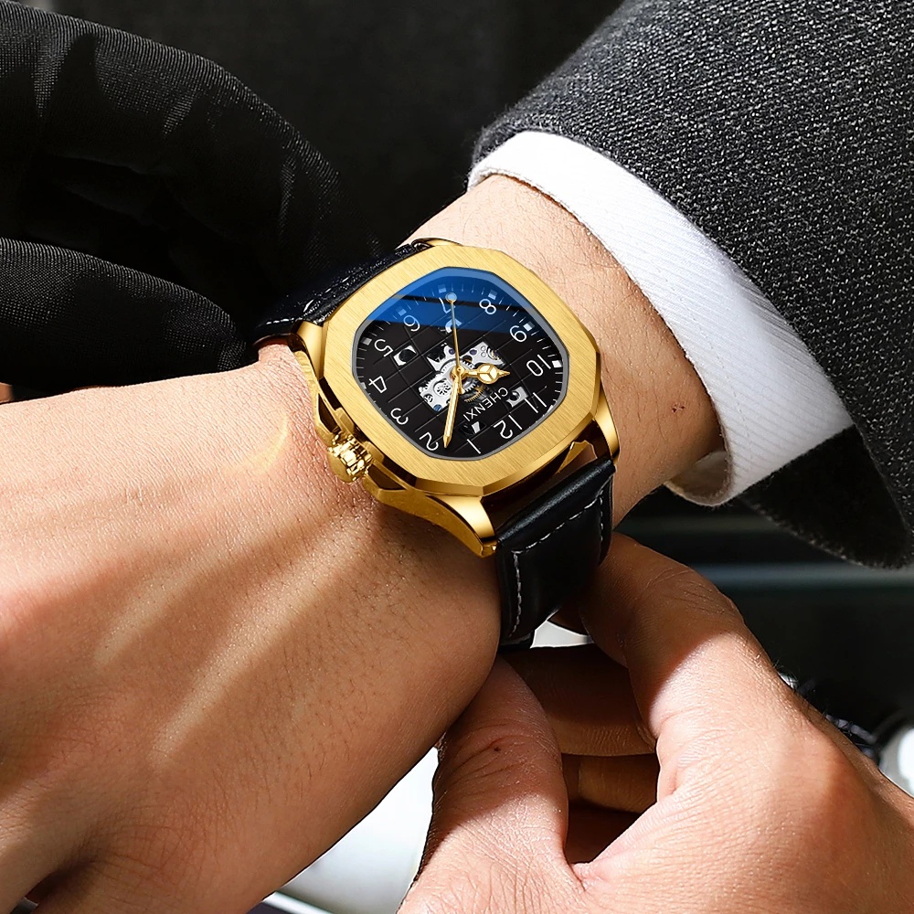 Đồng Hồ Cơ Tự Động Chexi Với Dây Da Sang Trọng Cho Nam