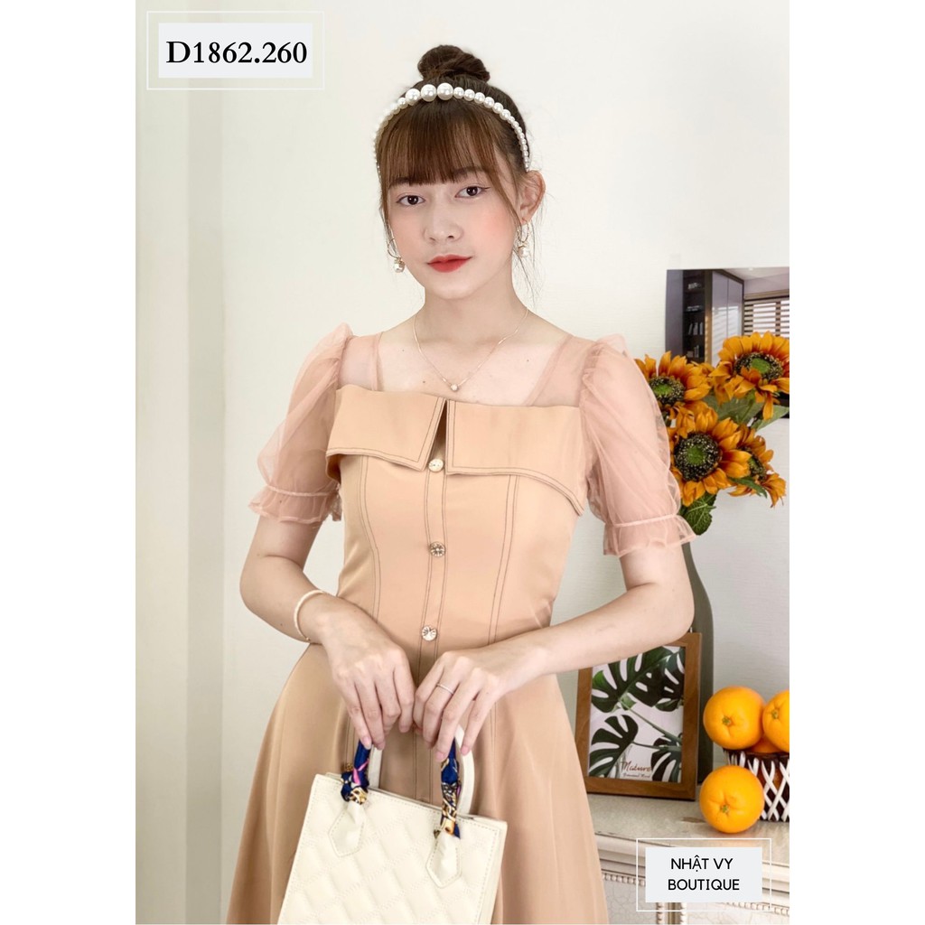 [Mã BMBAU50 giảm 50K đơn 150K] Đầm dự tiệc dáng xòe viền chỉ tay lưới  Nhật Vy BOUTIQUE - D1862 | BigBuy360 - bigbuy360.vn