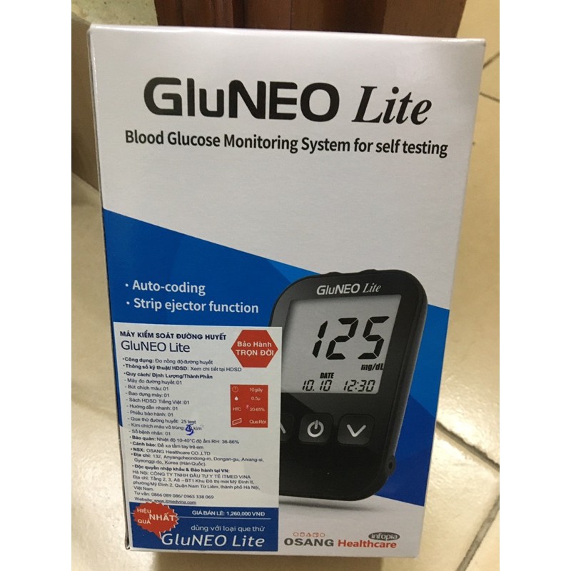 Máy đo đường huyết GluNeo Lite ( quà tặng sữa Glucerna )