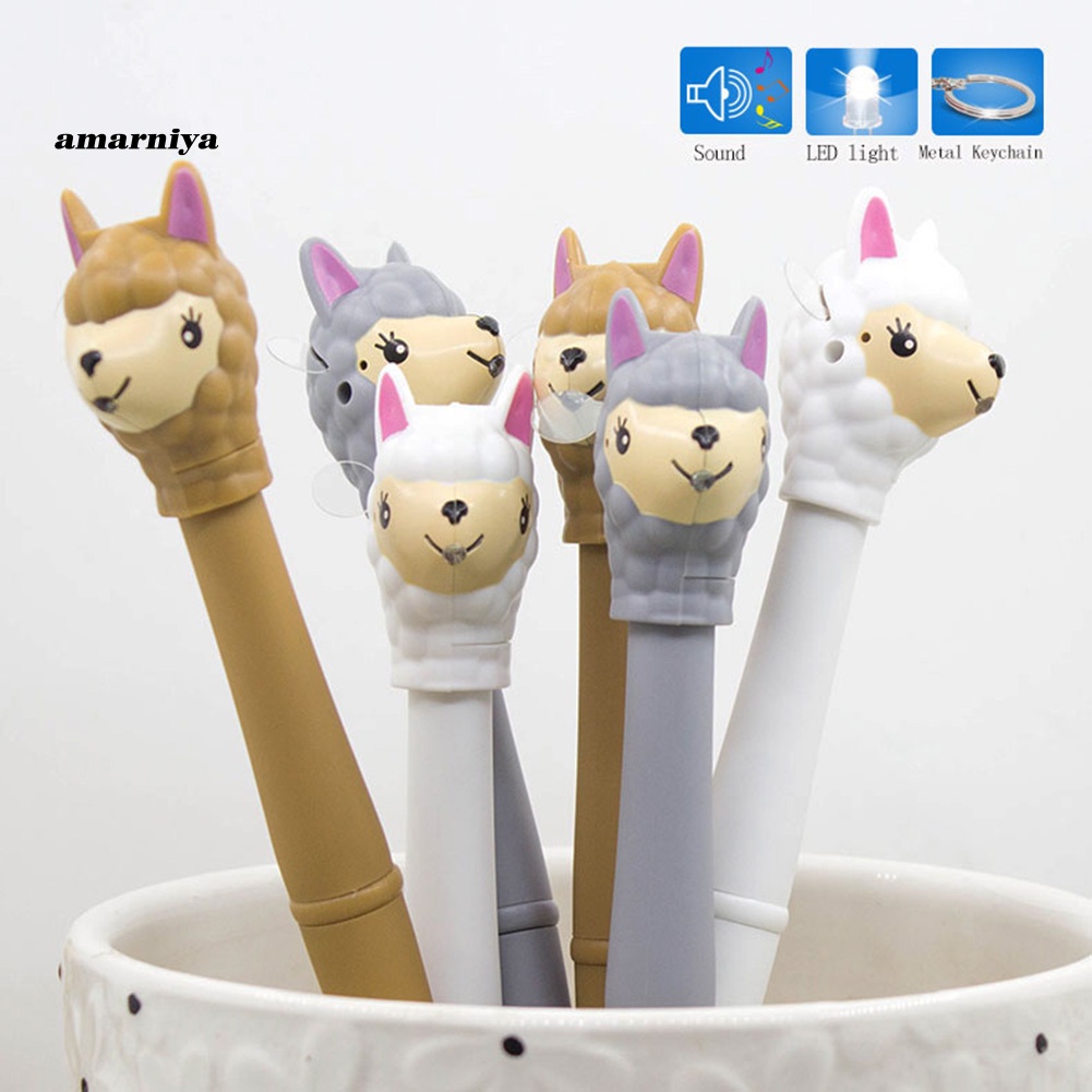 【AY】 Creative Alpaca Pattern Multifunctional LED Light Sound Electronic Ballpoint Pen