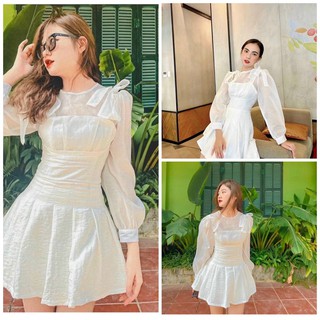 Đầm trắng phối xoè nhẹ xịn xò