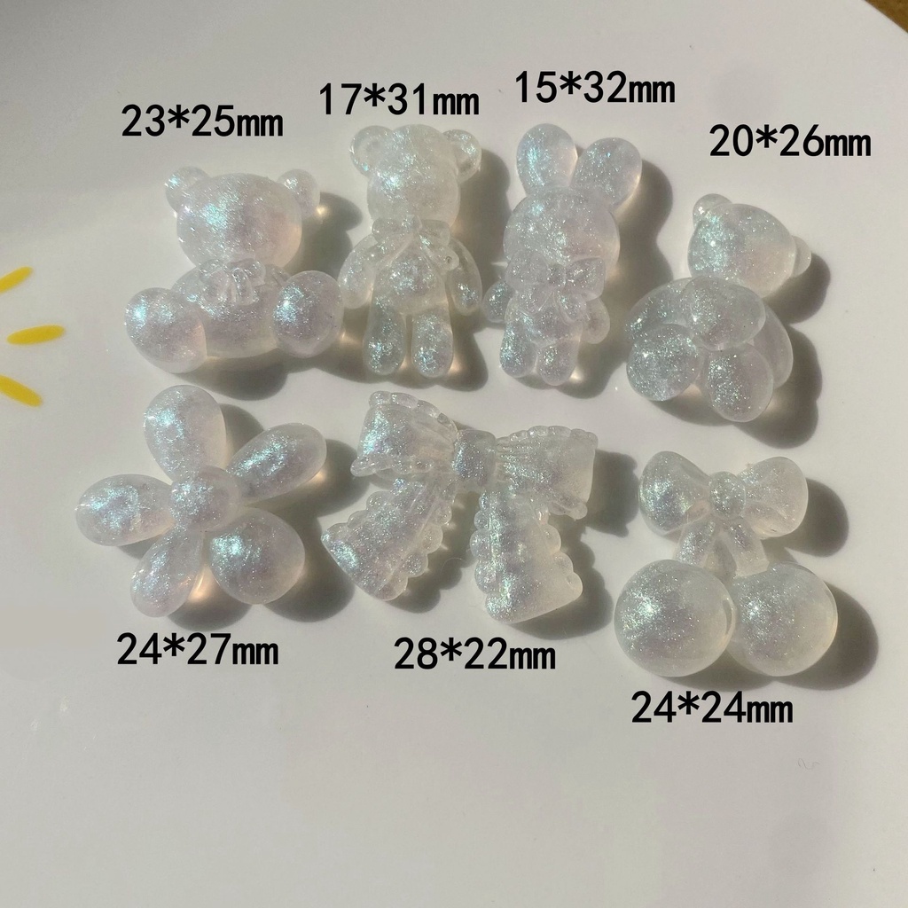 Set 10 Ghim Cài Áo 3D Đính Đá Pha Lê Hình Gấu Thỏ Sang Trọng DIY