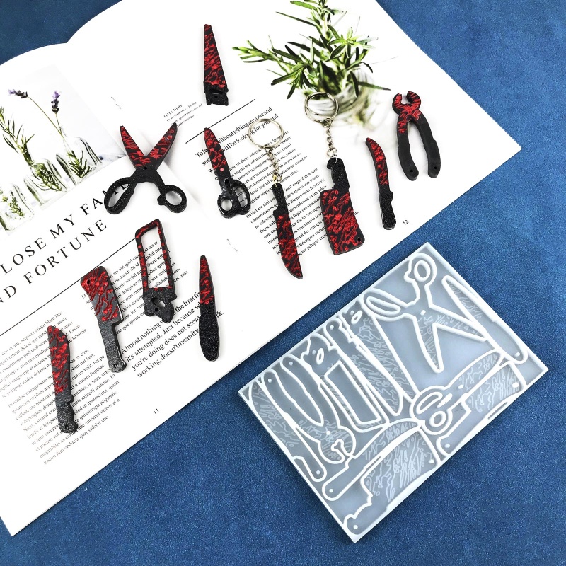 Khuôn Silicone Làm Mặt Dây Chuyền Hình Cây Kéo DIY