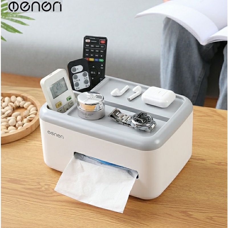 Hộp Đựng Giấy Ăn OENON 2 Ngăn Kèm Giá Đỡ Điện Thoại, Kệ Để Mỹ Phẩm Nhựa ABS Cao Cấp
