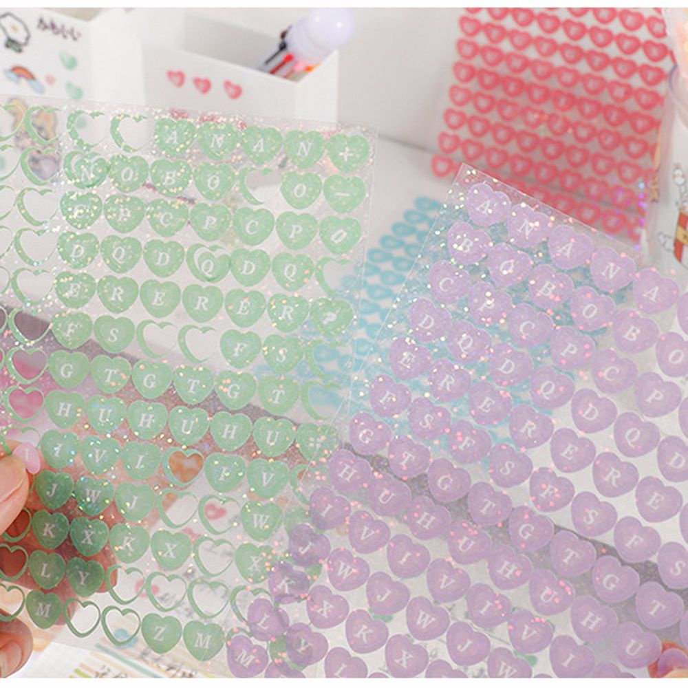 Miếng Dán Trang Trí Sổ Tay / Bàn Phím Màu Laser Hình Trái Tim Dễ Thương Diy