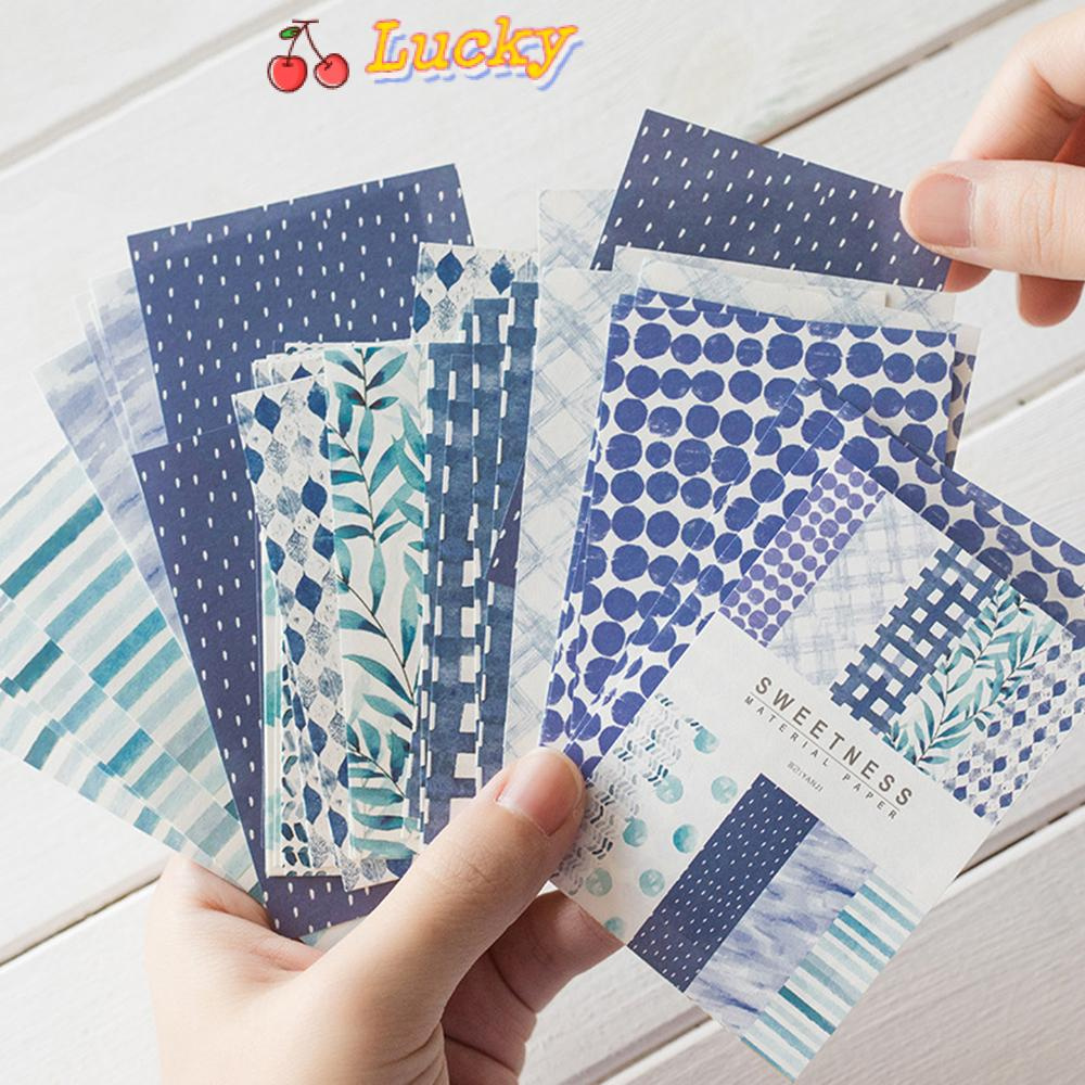 LUCKY 50PCS Gift Scrapbook Material Paper Making Journaling Scrapbooking Card Geometric Pattern DIY Creative Stationery School Supplies Mixed Color Background Collage
