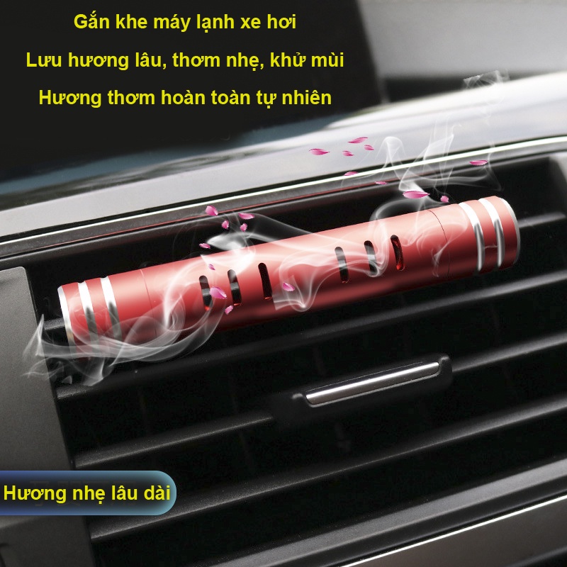 Nước hoa khô xe hơi gắn khe gió máy lạnh xe hơi, kẹp CNC NHÔM kèm 6 mùi