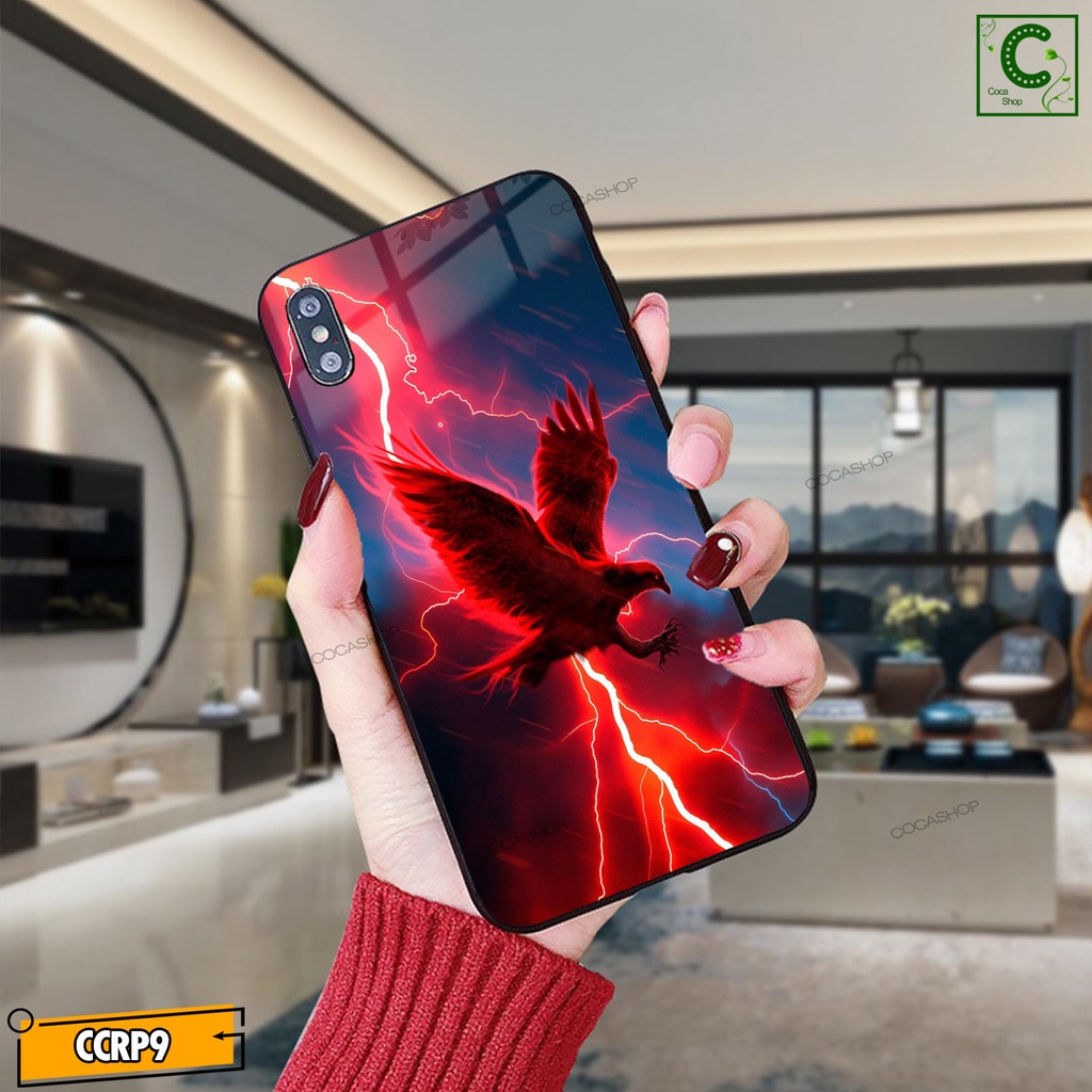 Ốp iPhone Mặt Kính Nano Dẻo - Đại Bàng Tia Sét và Rồng Vàng Cực Sang