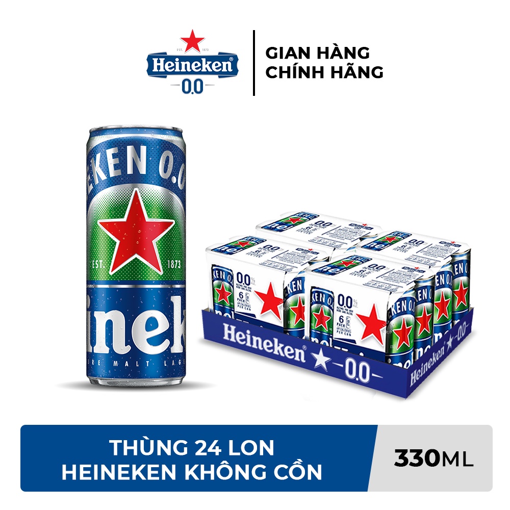 HỎA TỐC HCM - Thùng 24 lon bia không cồn Heineken 0.0 330ml/lon