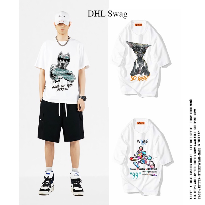 Áo Thun nam tay ngắn cổ tròn,áo phông nữ unisex DHL đẹp giá rẻ thun cotton cao cấp in chữ