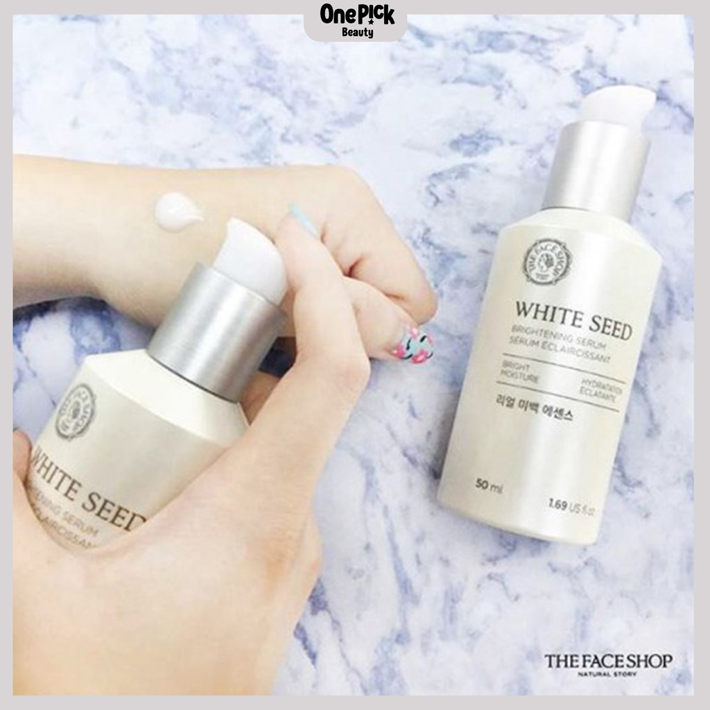 Serum dưỡng trắng da The Face Shop White Seed làm mờ thâm, thu nhỏ lỗ chân lông, cấp ẩm cho làn da săn chắc với dưỡng chất từ hạt hoa đậu Lupin, hoa cúc trắng, vỏ cây liễu trắng [THE FACE SHOP WHITE SEED BRIGHTENING SERUM 50ML]