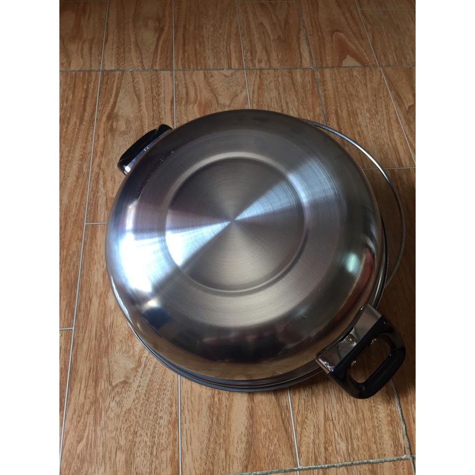 Nồi lẩu INOX D26, Dùng được trên mọi loại bếp, Tay cầm cách nhiệt chống nóng, Vung tráng kính cường lực siêu bền, Siêu R