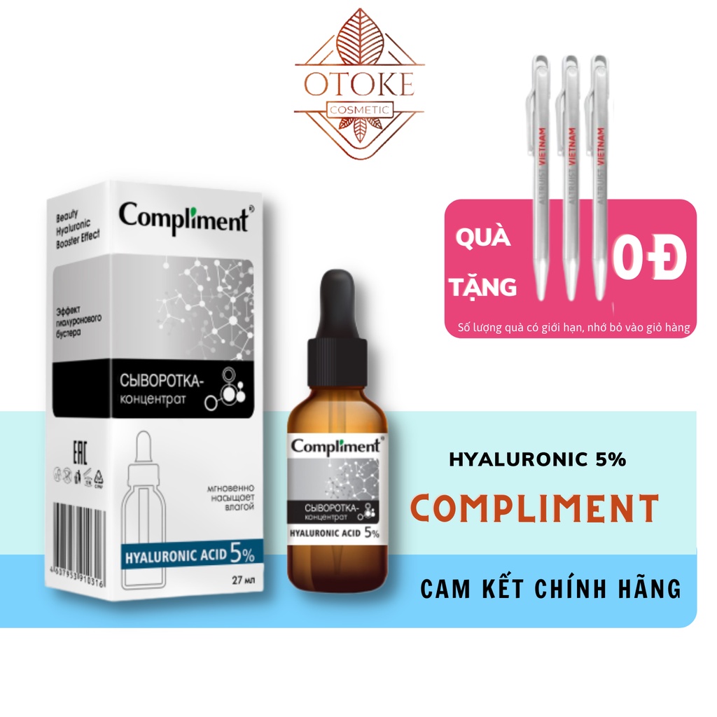 Serum cấp ẩm Compliment Hyaluronic Acid 5% bổ sung dưỡng ẩm cho da, giúp da tươi khỏe, mịn màng