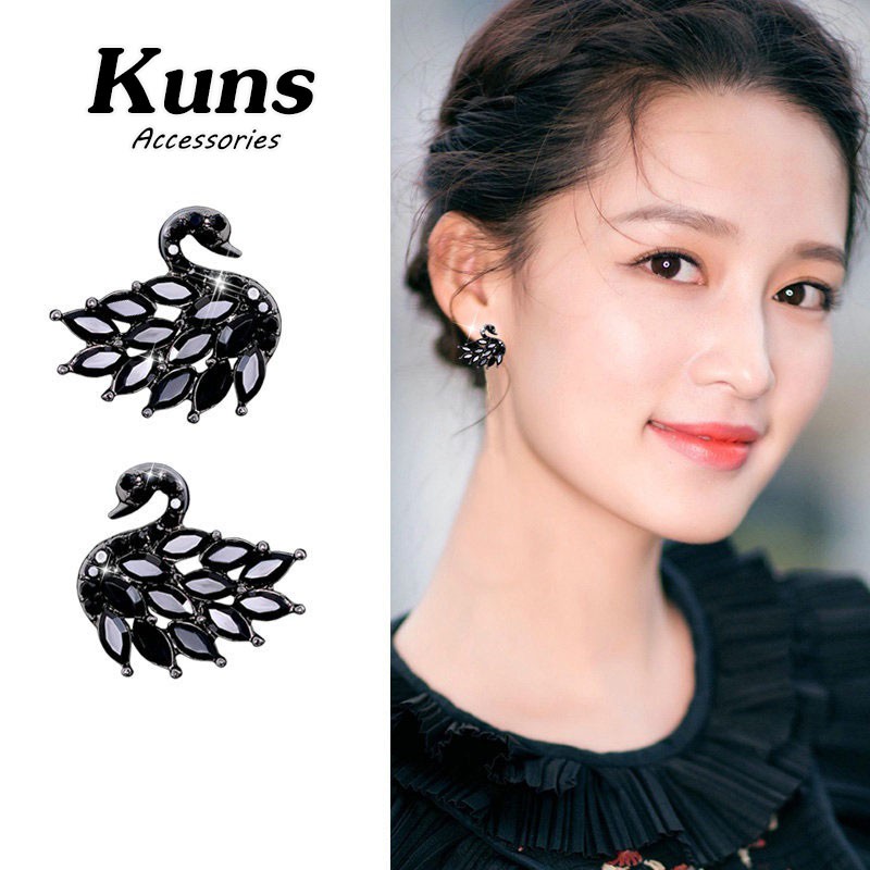 Bông Tai thiên nga trắng dài - Khuyên Tai Bạc Ý S925 Hàn Quốc - Hoa Tai Bạc - Kuns Accessories