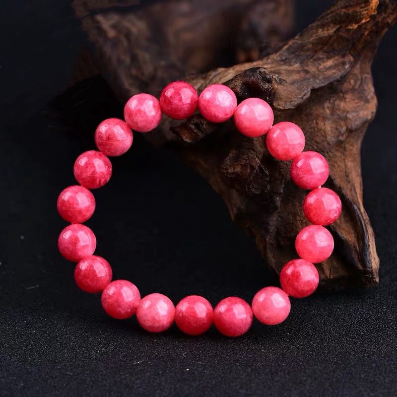 Vòng Tay Chuỗi Hạt Đá Rhodochrosite Tự Nhiên Màu Đỏ Cho Nữ