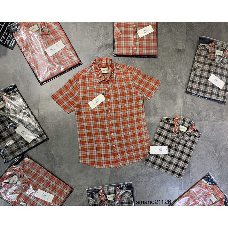 👊Giá Sốc👊 Sơmi cộc G.C - Sơmi Nam caro thêu cô rắn hàng Hot có sẵn 2 màu !!