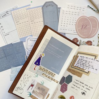 Sticker vintage trang trí sổ bullet journal