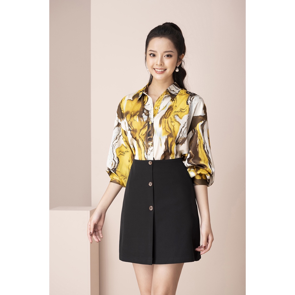 Áo Sơ Mi Nữ Dài Tay LUPERI LFSM1214 Dáng Suông, Cổ Đức, Chất Lụa Satin Cao Cấp Sang Trọng