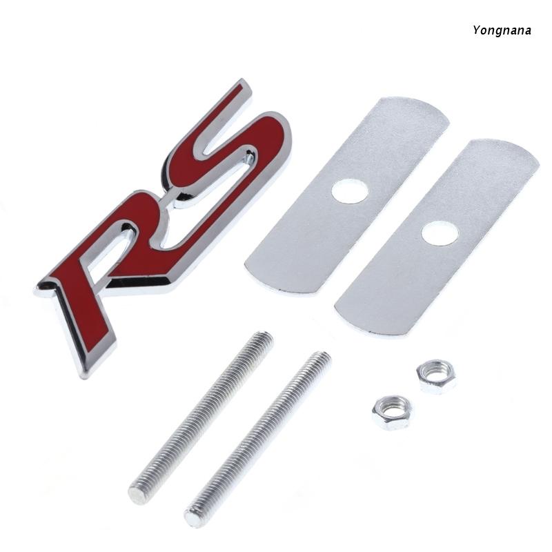 Miếng Dán Logo RS Loge 3D Bằng Kim Loại Màu Đỏ Trang Trí Đuôi Xe Hơi