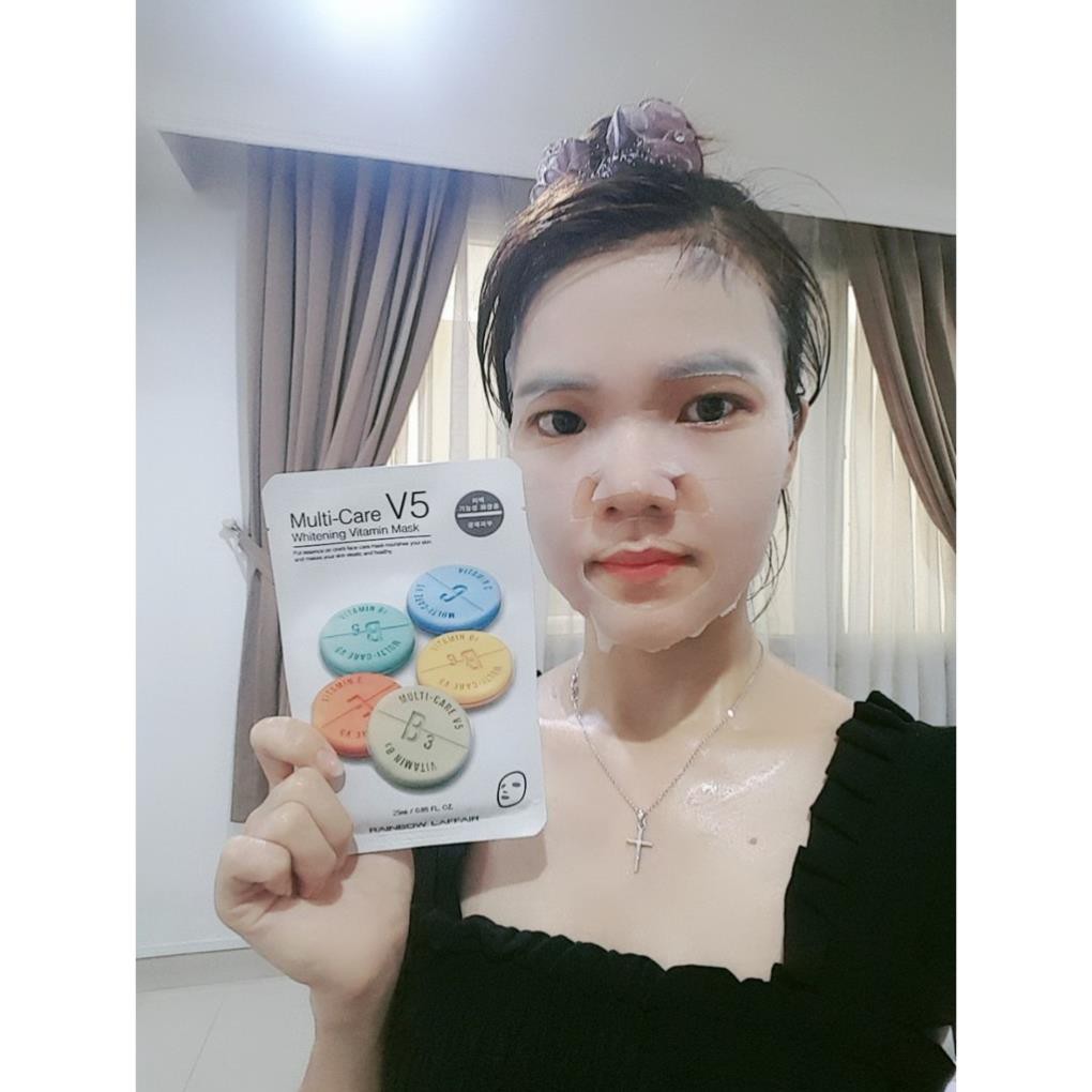 Combo 6 mặt nạ dưỡng trắng, cấp ẩm, săn chắc da Rainbow L'affair V5 Vitamin - 3step mask (6 miếng x 25ml)