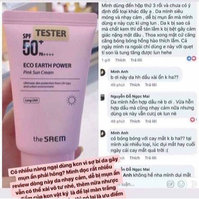 Kem Chống Nắng The Saem Eco Earth Power Pink Sun Cream SPF50+ MADE IN KOREA | BigBuy360 - bigbuy360.vn