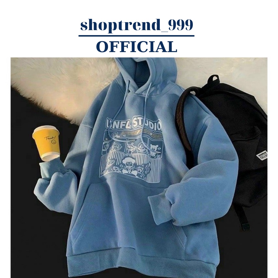 Áo Khoác Hoodie Nỉ Cute Nam Nữ Mặc Đẹp Form Rộng Tay Bồng Có Mũ Chất Dày 2 Màu Đen Xanh Ulzzang Hàn Quốc Giá Rẻ