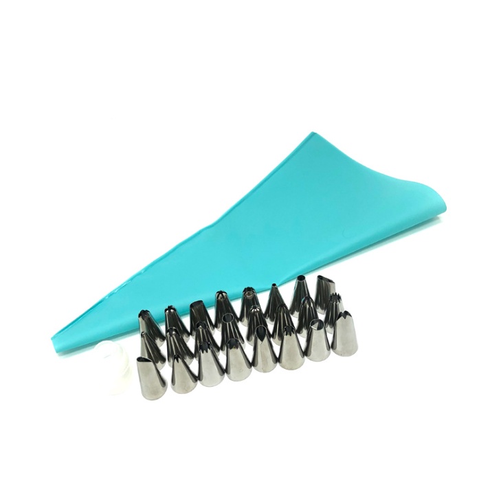 Set 26 Túi Silicone Bắt Bông Kem Tái Sử Dụng Được + 24 Đầu Phun Kem Trang Trí Bánh